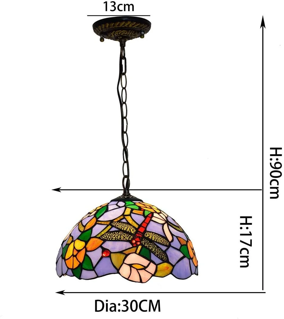 لوستر سقفی شیشه ای رنگی 30 سانتی متری، راهرو تیفانی، بالکن، طرح اروپایی سنجاقک، گل و انگور، مناسب برای اتاق خواب، رستوران و کافه لوستر سقفی شیشه ای رنگی 30 سانتی متری، راهرو تیفانی، بالکن، طرح اروپایی سنجاقک، گل و انگور، مناسب برای اتاق خواب، رستوران و کافه