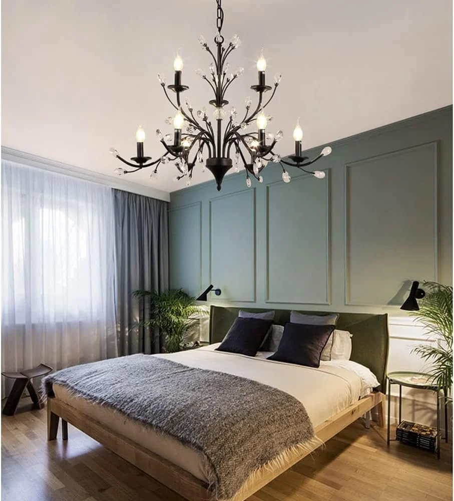 لوستر بزرگ سازگار با اتاق ناهارخوری، روشنایی لوستر کریستالی جزیره آشپزخانه، چراغ های آویز مدرن مشکی، - لامپ آویز شمعی، لوستر کریستالی لوستر بزرگ سازگار با اتاق ناهارخوری، روشنایی لوستر کریستالی جزیره آشپزخانه، چراغ های آویز مدرن مشکی، - لامپ آویز شمعی، لوستر کریستالی