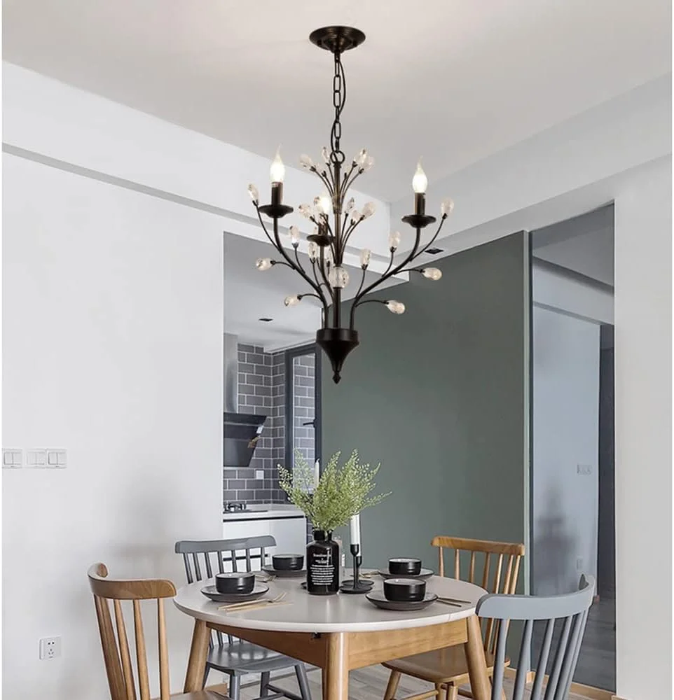 لوستر بزرگ سازگار با اتاق ناهارخوری، روشنایی لوستر کریستالی جزیره آشپزخانه، چراغ های آویز مدرن مشکی، - لامپ آویز شمعی، لوستر کریستالی لوستر بزرگ سازگار با اتاق ناهارخوری، روشنایی لوستر کریستالی جزیره آشپزخانه، چراغ های آویز مدرن مشکی، - لامپ آویز شمعی، لوستر کریستالی