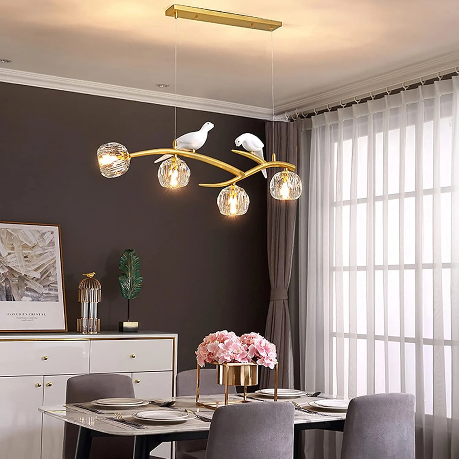 لوستر مدرن LED، لوسترهای LED، لوستر اروپایی و کریستال مسی، ویلایی لوکس، رستوران مدرن، بار، فروشگاه لباس، 4 سر