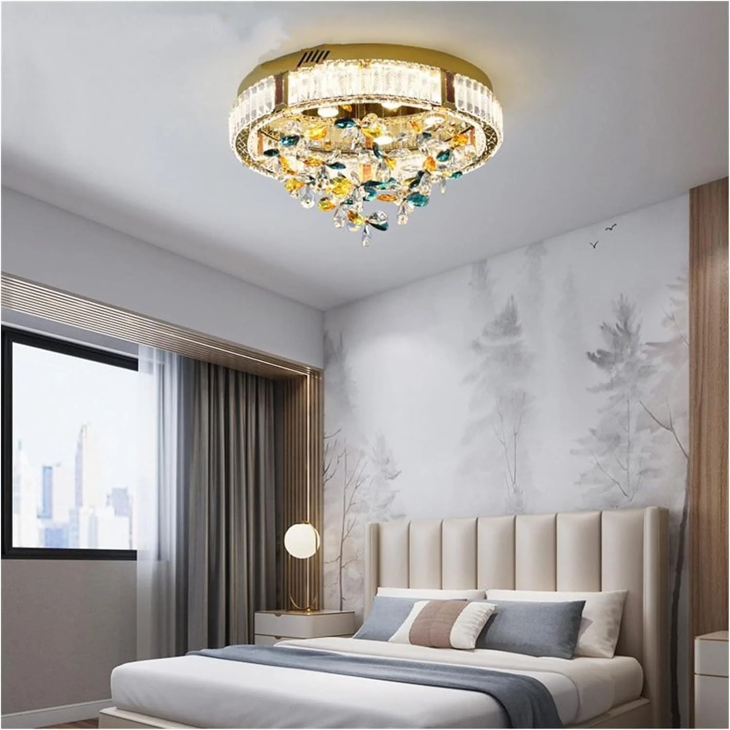 لوستر مدرن LED، چراغ های سقفی لوکس چراغ سقفی کریستالی رنگارنگ سازگار با اتاق نشیمن اتاق غذاخوری اتاق خواب روشنایی LED طلایی، دکور مدرن، سه رنگ - 50 سانتی متر لوستر مدرن LED، چراغ های سقفی لوکس چراغ سقفی کریستالی رنگارنگ سازگار با اتاق نشیمن اتاق غذاخوری اتاق خواب روشنایی LED طلایی، دکور مدرن، سه رنگ - 50 سانتی متر