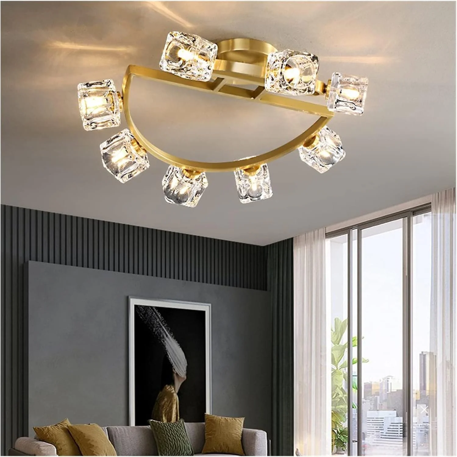 لوستر مدرن LED، چراغ سقفی مسی کریستالی LED سازگار با اتاق نشیمن، راهرو، بالکن - چراغ اتاق کودک طلایی، لوستر مدرن LED، M، 8 چراغ لوستر مدرن LED، چراغ سقفی مسی کریستالی LED سازگار با اتاق نشیمن، راهرو، بالکن - چراغ اتاق کودک طلایی، لوستر مدرن LED، M، 8 چراغ