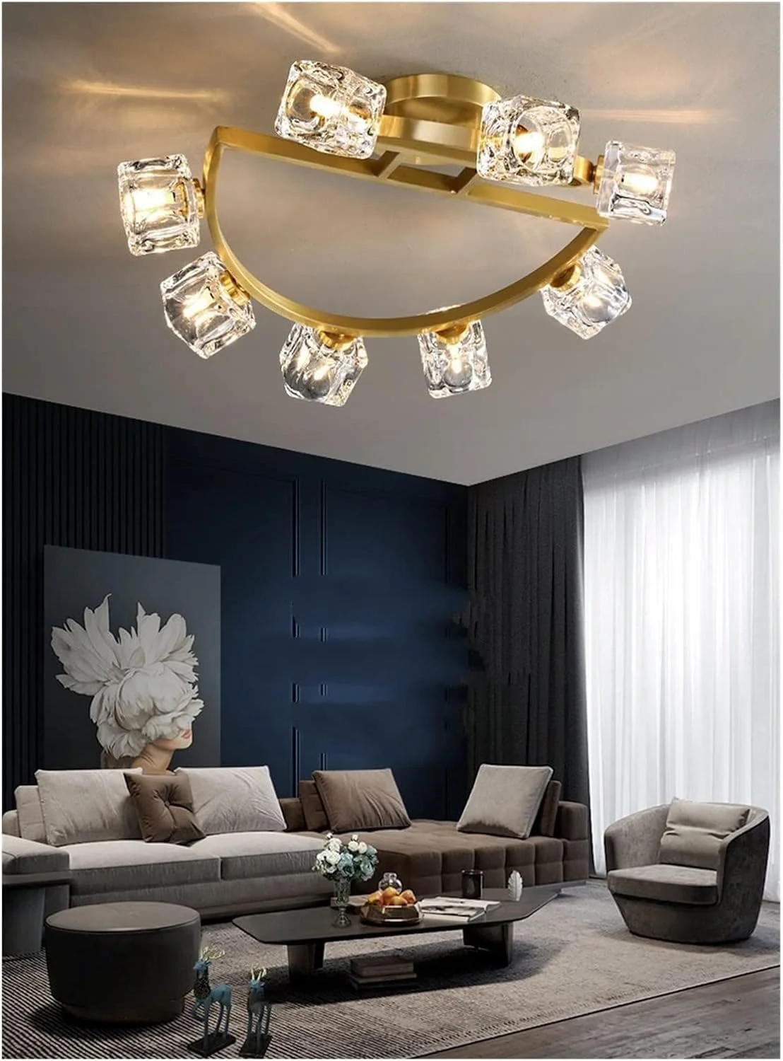 لوستر مدرن LED، چراغ سقفی مسی کریستالی LED سازگار با اتاق نشیمن، راهرو، بالکن - چراغ اتاق کودک طلایی، لوستر مدرن LED، M، 8 چراغ لوستر مدرن LED، چراغ سقفی مسی کریستالی LED سازگار با اتاق نشیمن، راهرو، بالکن - چراغ اتاق کودک طلایی، لوستر مدرن LED، M، 8 چراغ
