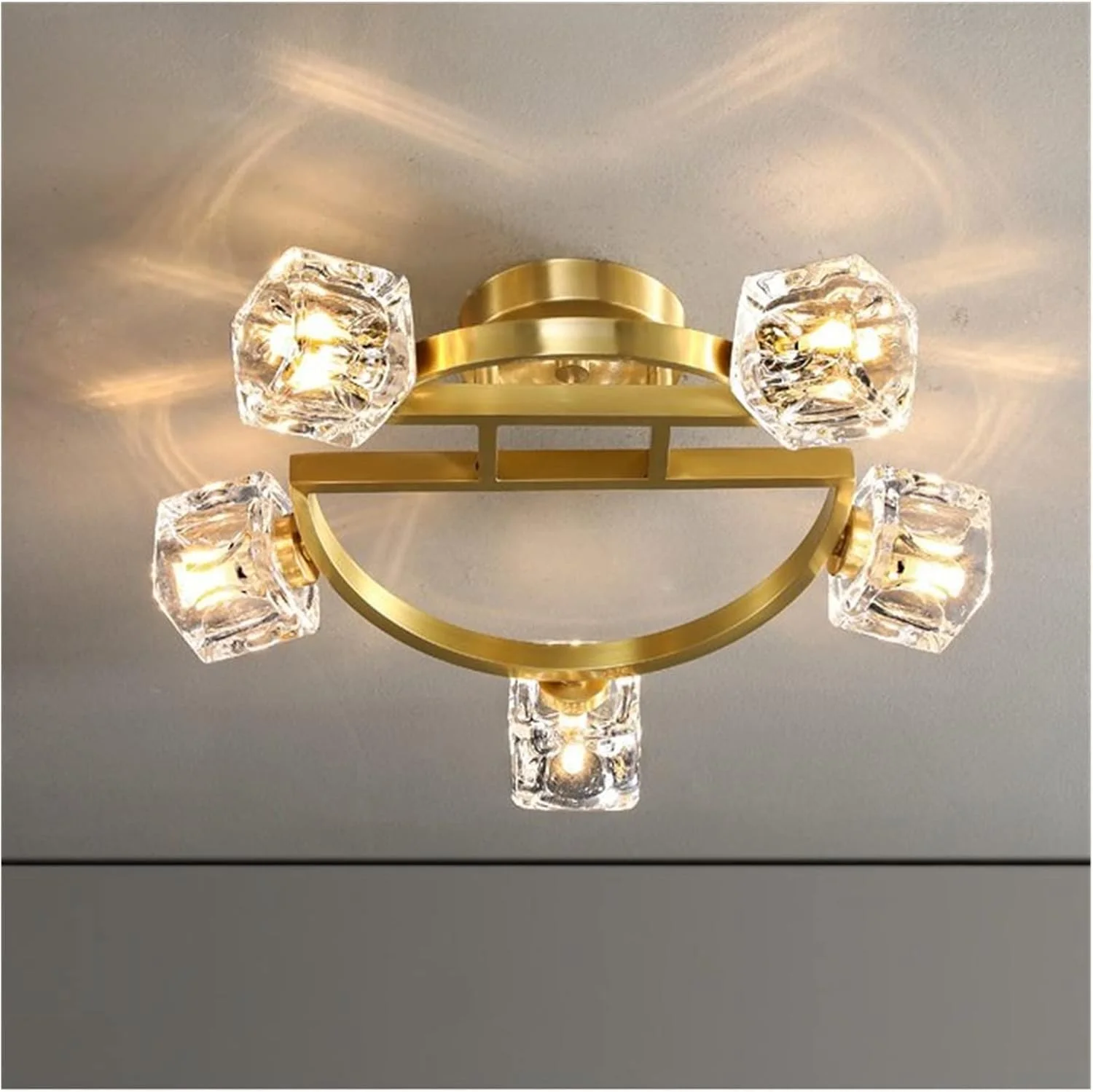 لوستر مدرن LED، چراغ سقفی مسی کریستالی LED سازگار با اتاق نشیمن، راهرو، بالکن - چراغ اتاق کودک طلایی، لوستر مدرن LED، M، 5 چراغ لوستر مدرن LED، چراغ سقفی مسی کریستالی LED سازگار با اتاق نشیمن، راهرو، بالکن - چراغ اتاق کودک طلایی، لوستر مدرن LED، M، 5 چراغ