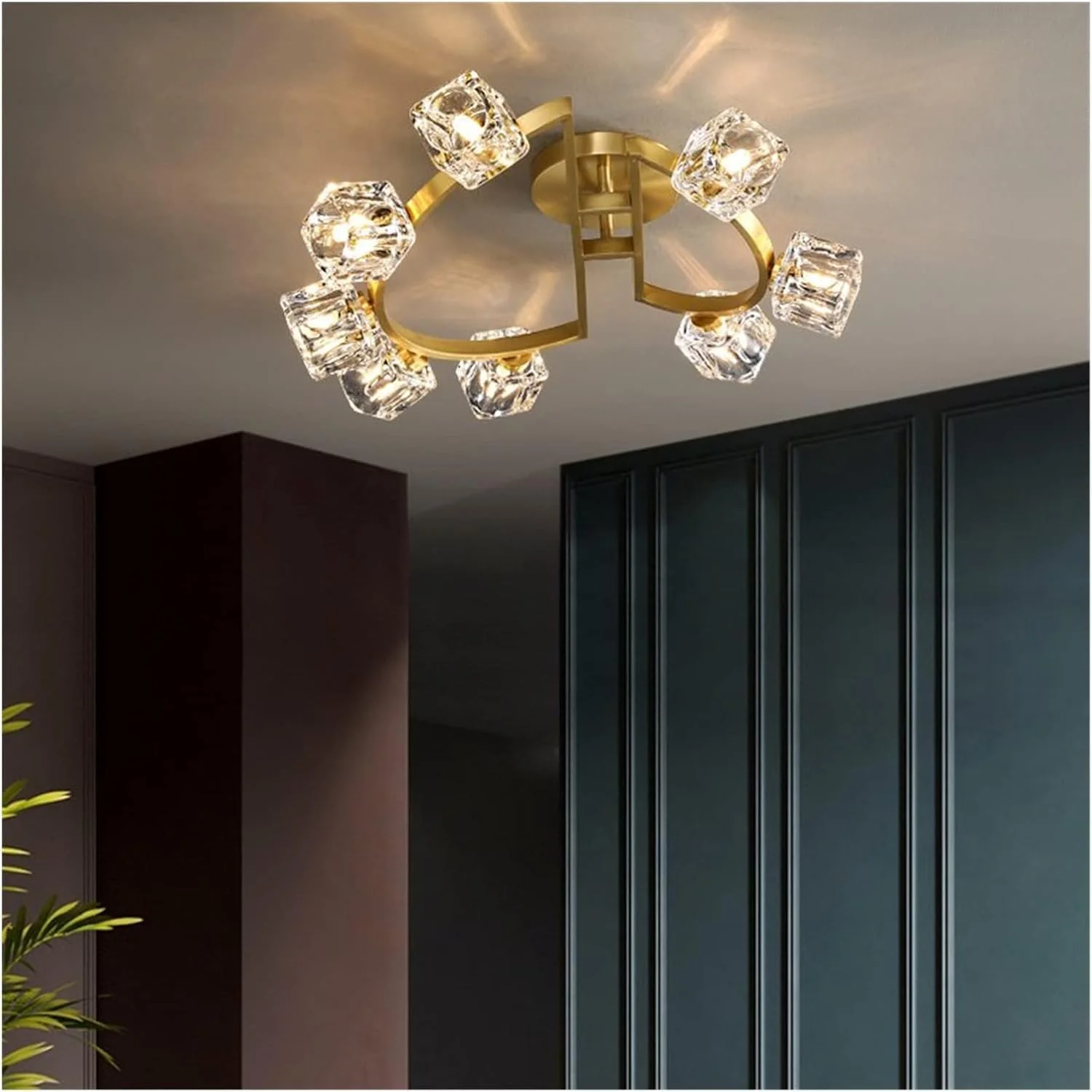لوستر مدرن LED، چراغ سقفی مسی کریستالی LED سازگار با اتاق نشیمن، راهرو، بالکن - چراغ اتاق کودک طلایی، لوستر مدرن LED، M، 5 چراغ لوستر مدرن LED، چراغ سقفی مسی کریستالی LED سازگار با اتاق نشیمن، راهرو، بالکن - چراغ اتاق کودک طلایی، لوستر مدرن LED، M، 5 چراغ