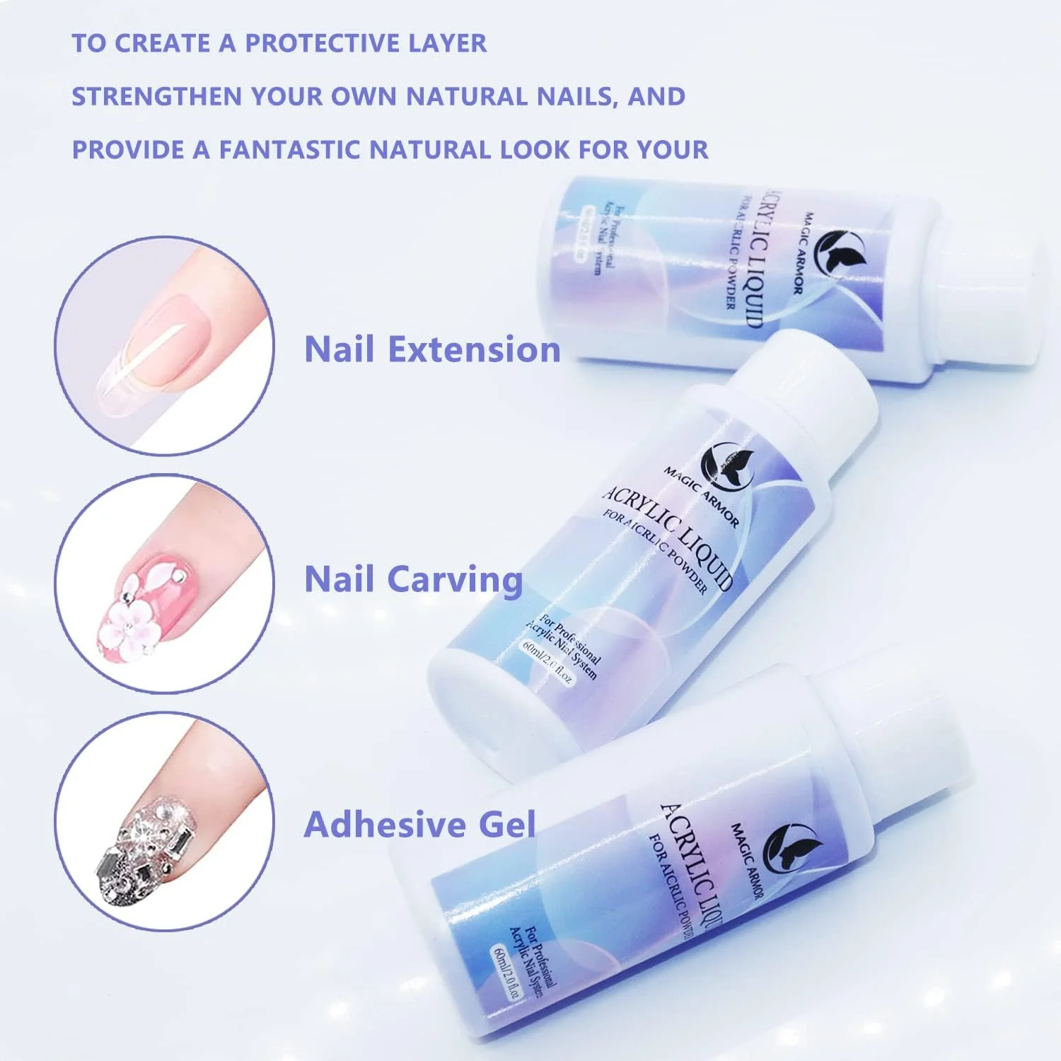 مایع لیکوئید کاشت ناخن مونومر MAGIC ARMOR - مایع لیکوئید ناخن اکریلیک برای پودر اکریلیک، مایع لیکوئید مونومر حرفه ای اکریلیک ناخن 3 عددی 60 میلی لیتر مناسب برای مبتدیان اکستنشن ناخن سالن، زمان خشک شدن سریع و بدون زردی مایع لیکوئید کاشت ناخن مونومر MAGIC ARMOR - مایع لیکوئید ناخن اکریلیک برای پودر اکریلیک، مایع لیکوئید مونومر حرفه ای اکریلیک ناخن 3 عددی 60 میلی لیتر مناسب برای مبتدیان اکستنشن ناخن سالن، زمان خشک شدن سریع و بدون زردی