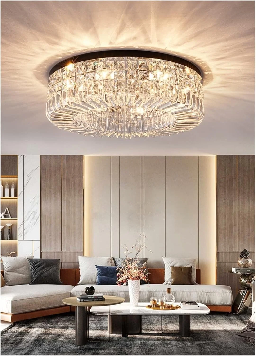 لوستر مدرن LED، چراغ سقفی LED مشکی طلایی مناسب برای اتاق خواب، اتاق نشیمن، اتاق غذاخوری، آشپزخانه، لوستر کریستالی سقفی، دکور راهرو، LED مدرن، مشکی-d50cm