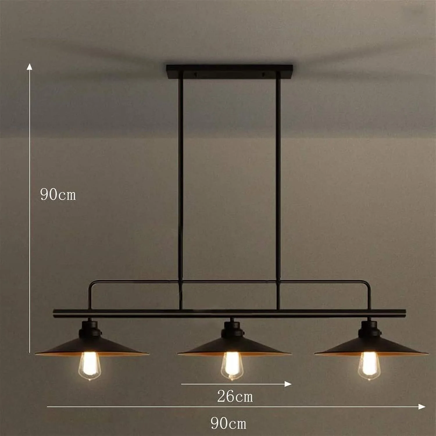 لوستر سه شاخه طرح رستوران، مدل آمریکایی، مناسب برای کافه، بار و اتاق غذاخوری