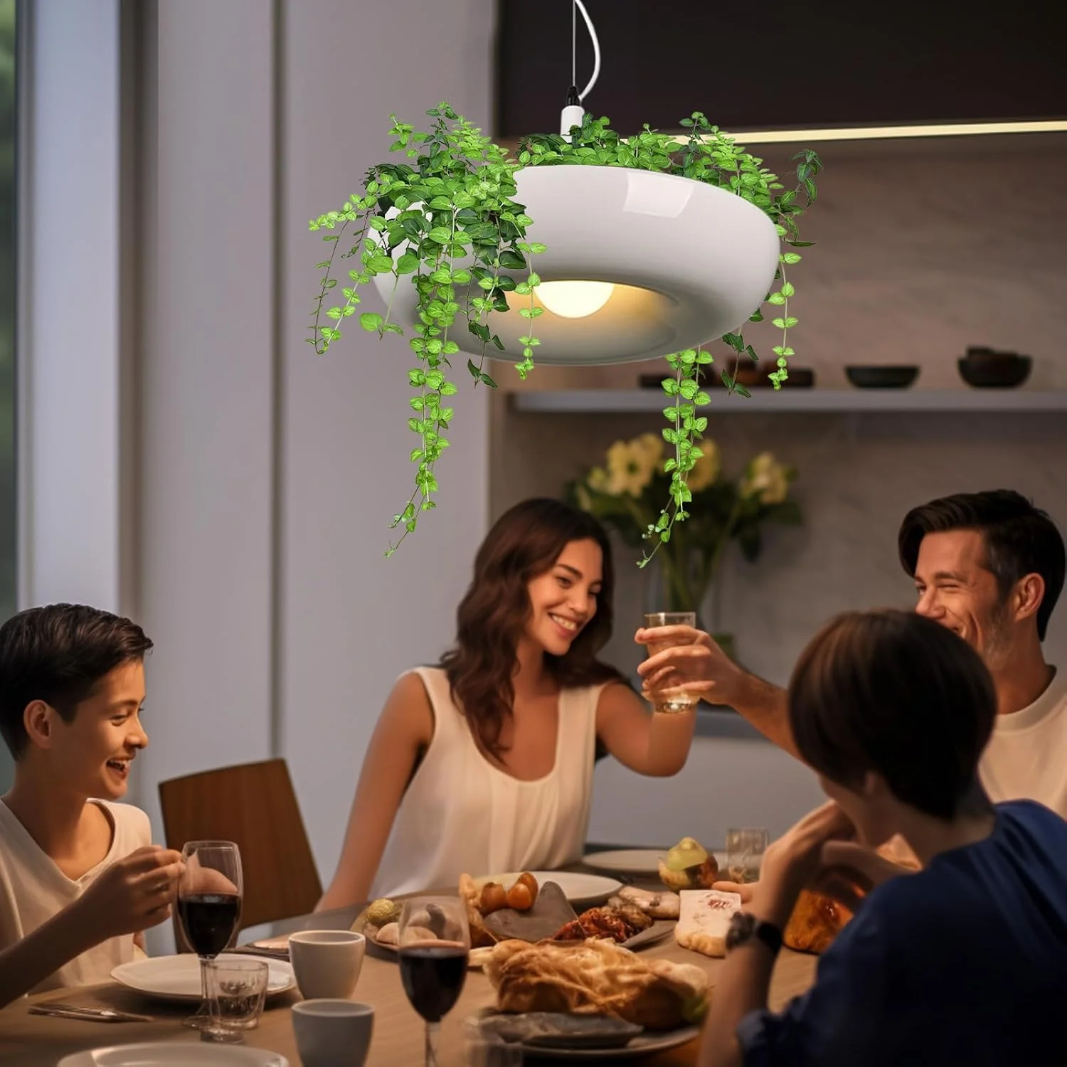 لوستر گلدانی | چراغ آویز گلدانی برای اتاق خواب | چراغ مینیمالیستی با نور ملایم برای اتاق خواب، آشپزخانه، اتاق نشیمن، خانه روستایی، رستوران و دفتر کار