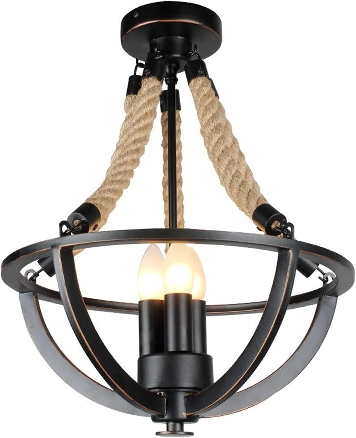 لوستر طنابی بادی صنعتی رترو آمریکایی عالی، لوستر طنابی، چراغ اتاق غذاخوری آهنی فرفورژه، چراغ سقفی شخصیت خلاق، چراغ اتاق، چراغ اتاق خواب اصلی Φ38cm