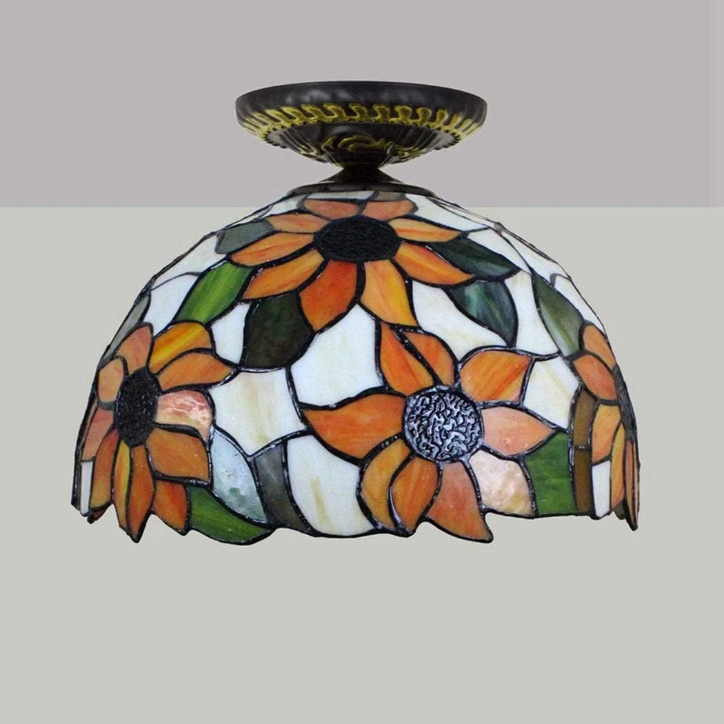 چراغ سقفی LED طرح تیفانی، مدل گل آفتابگردان، مناسب راهرو، لوستر با نور گرم برای اتاق نشیمن و رستوران چراغ سقفی LED طرح تیفانی، مدل گل آفتابگردان، مناسب راهرو، لوستر با نور گرم برای اتاق نشیمن و رستوران