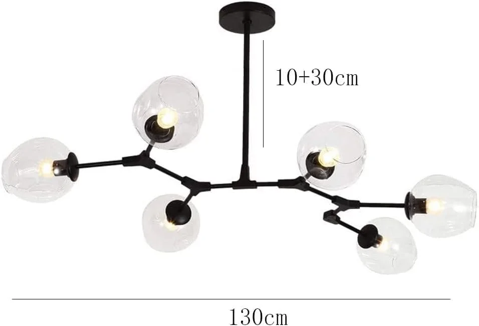 لوستر مولکولی سقفی اتاق خواب، آویز خطی کریستالی ماهواره ای با حباب شیشه ای