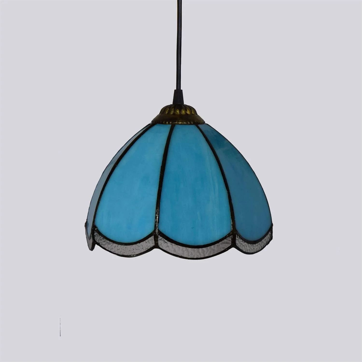 لوستر شیشه ای رنگی سقفی 8 اینچی - سبک تیفانی آبی مدرن مدیترانه ای برای راهروهای مطالعه و بالکن