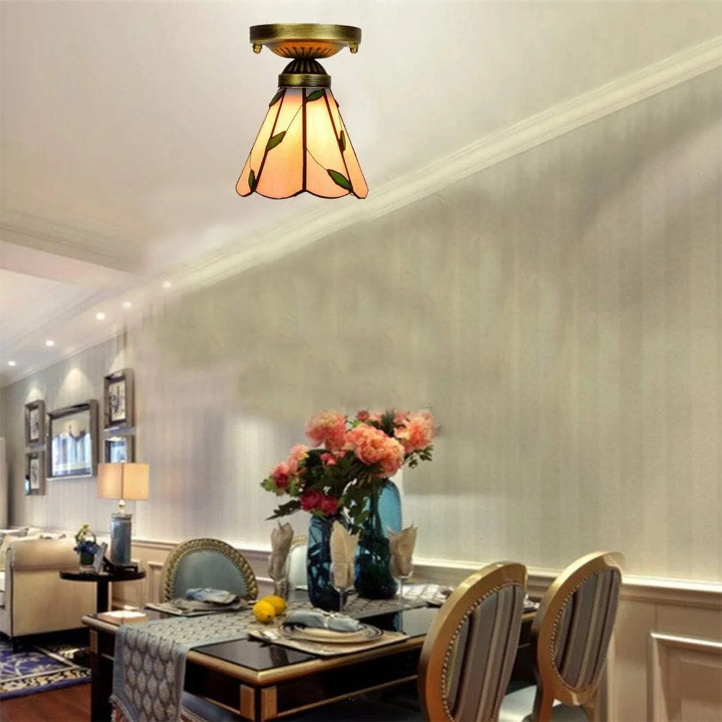 چراغ سقفی 15 سانتی متری با طرح برگ های سبز، سرپیچ E27، سبک مدیترانه ای تیفانی مناسب اتاق خواب و ایوان چراغ سقفی 15 سانتی متری با طرح برگ های سبز، سرپیچ E27، سبک مدیترانه ای تیفانی مناسب اتاق خواب و ایوان