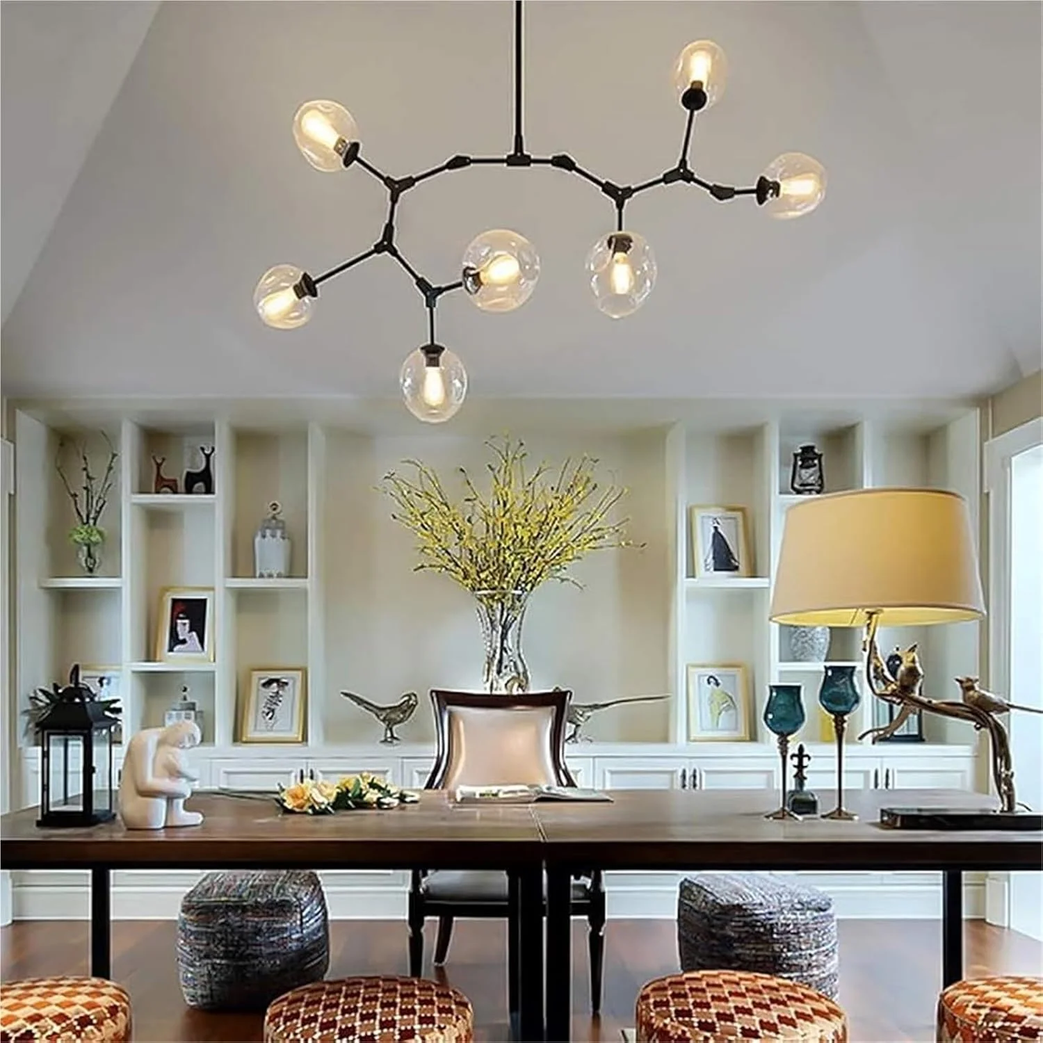 چراغ سقفی مولکولی اتاق خواب، لوستر کریستالی خطی، آویز ماهواره ای با سایه شیشه ای چراغ سقفی مولکولی اتاق خواب، لوستر کریستالی خطی، آویز ماهواره ای با سایه شیشه ای