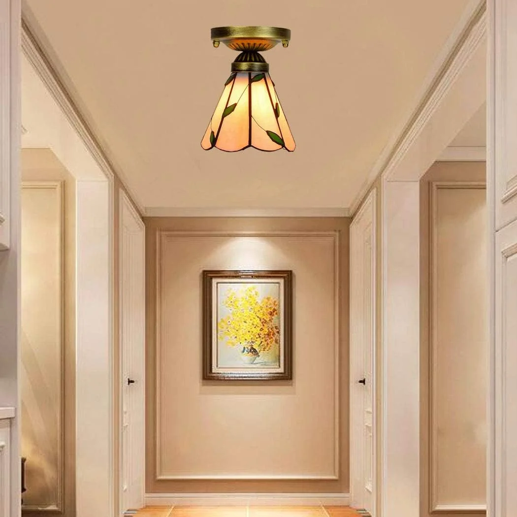 چراغ سقفی 15 سانتی متری با طرح برگ های سبز، سرپیچ E27، سبک مدیترانه ای تیفانی مناسب اتاق خواب و ایوان چراغ سقفی 15 سانتی متری با طرح برگ های سبز، سرپیچ E27، سبک مدیترانه ای تیفانی مناسب اتاق خواب و ایوان