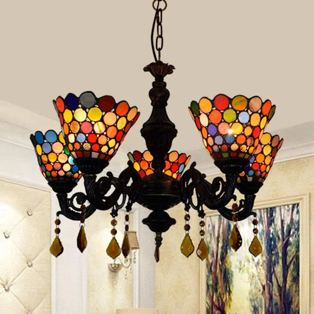 لوستر سقفی به سبک کلاسیک مدرن تیفانی، آویز شیشه ای رنگی مناسب برای بار، کلوپ ها، کافی نت و لوستر کریستالی 5 شاخه لوستر سقفی به سبک کلاسیک مدرن تیفانی، آویز شیشه ای رنگی مناسب برای بار، کلوپ ها، کافی نت و لوستر کریستالی 5 شاخه