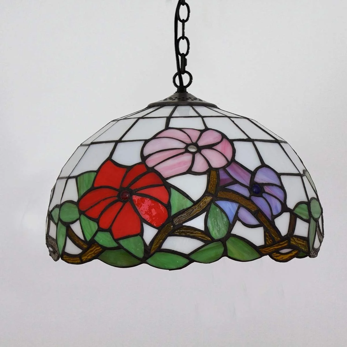 لوستر آویز سقفی شیشه رنگی طرح تیفانی، 30 سانتیمتری، مدل گل نیلوفر پیچ، مناسب برای اتاق خواب، رستوران و کافه لوستر آویز سقفی شیشه رنگی طرح تیفانی، 30 سانتیمتری، مدل گل نیلوفر پیچ، مناسب برای اتاق خواب، رستوران و کافه