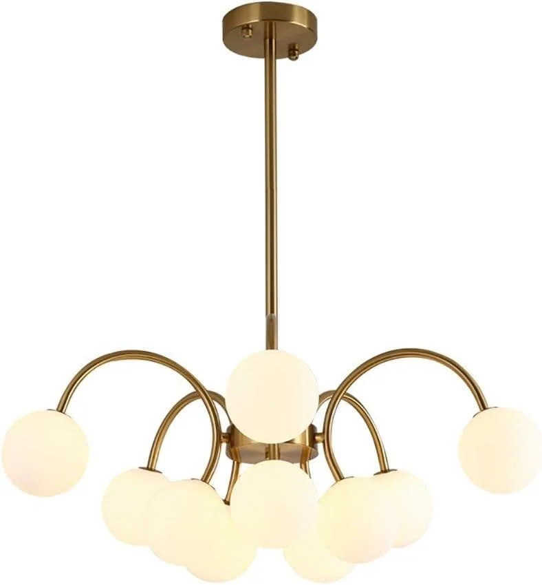 چراغ سقفی روکار با بازوهای قابل تنظیم، طراحی مدرن اواسط قرن، لوستر سقفی طلایی برس خورده، دکور مدرن