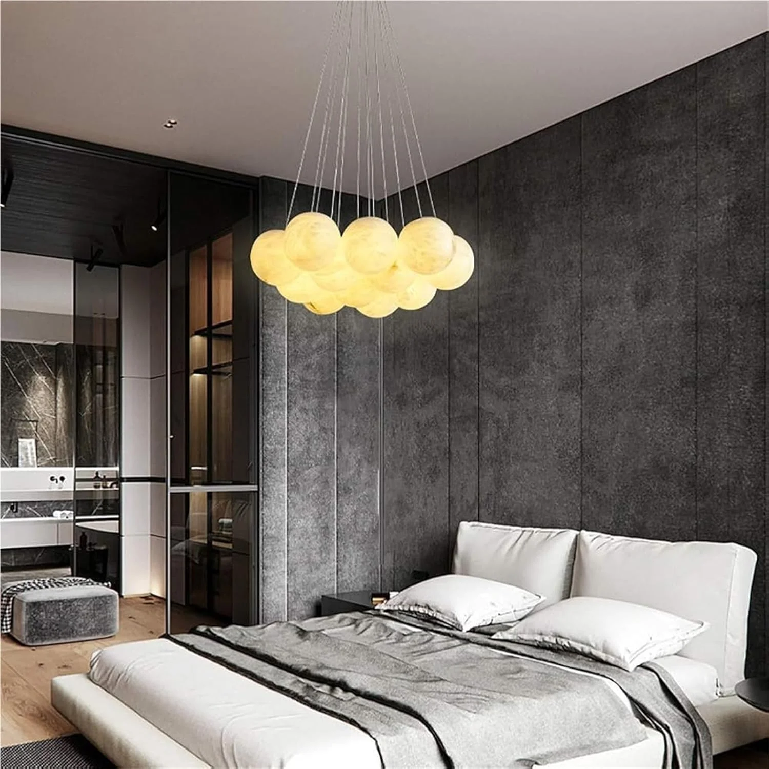 لوستر خطی براکت، چراغ آویز برنجی با ارتفاع قابل تنظیم، چراغ آویز مرمرین سبک اواسط قرن، مناسب برای روشنایی اتاق ناهارخوری، اتاق خواب، آشپزخانه، چراغ دیواری مدرن داخلی