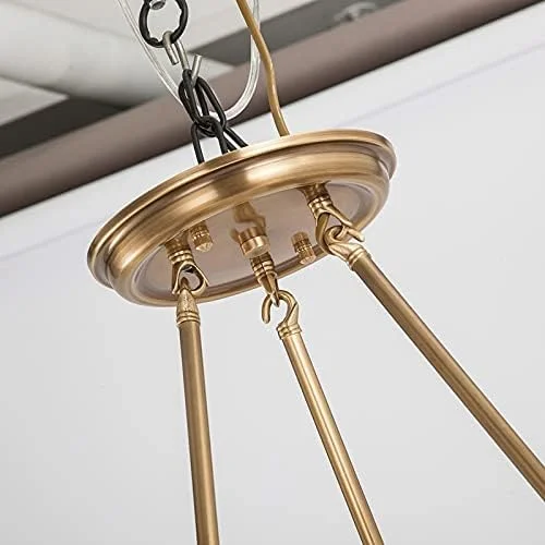 چراغ دیواری اتاق خواب، شمعدان دیواری، لوستر گرد مسی کامل سازگار با اتاق خواب، آشپزخانه، اتاق غذاخوری، اتاق نشیمن، لوستر سقفی برنزی مدرن (رنگ: 3 چراغ)