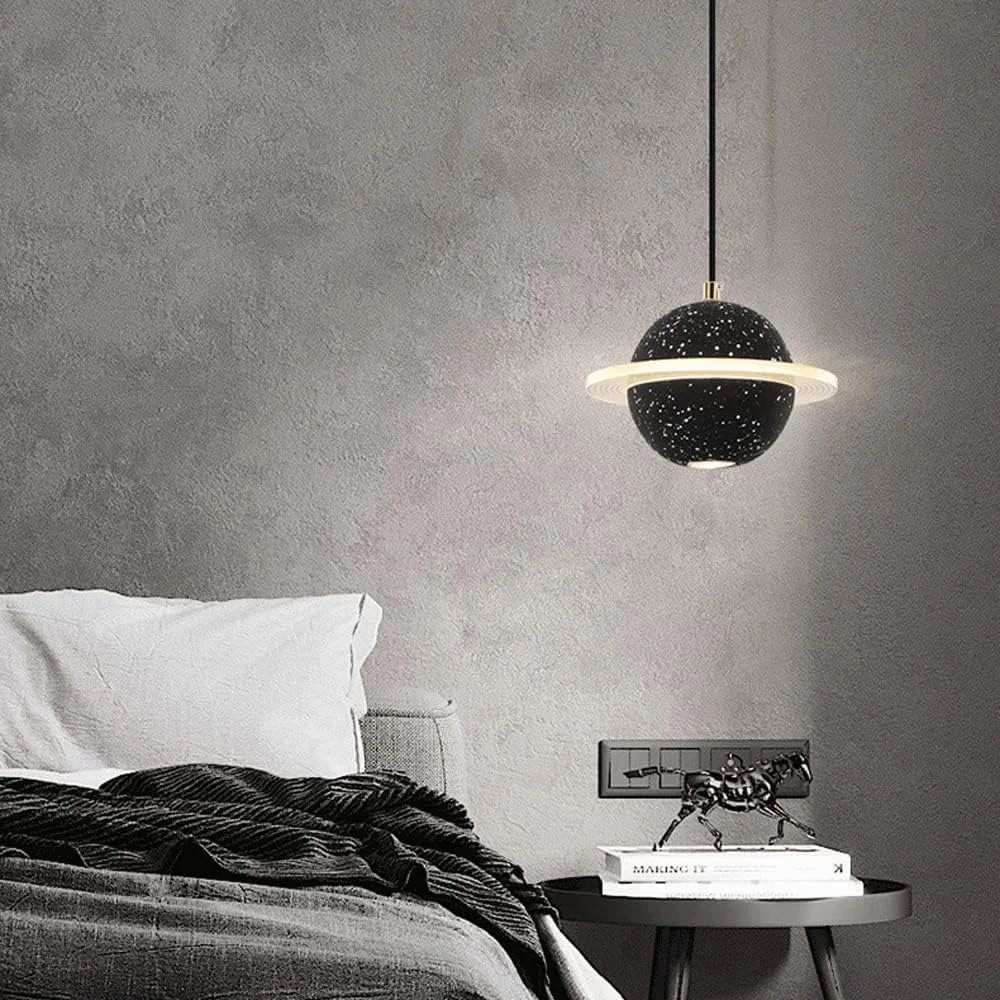 لوستر کوچک توپ تراتزو LED - چراغ آویز تک سر سیمانی با طراحی خاص، مناسب برای تزئین کنار تخت خواب و اتاق خواب، لوستر آویز خطی بلند، رنگ: صورتی، برای اتاق نشیمن