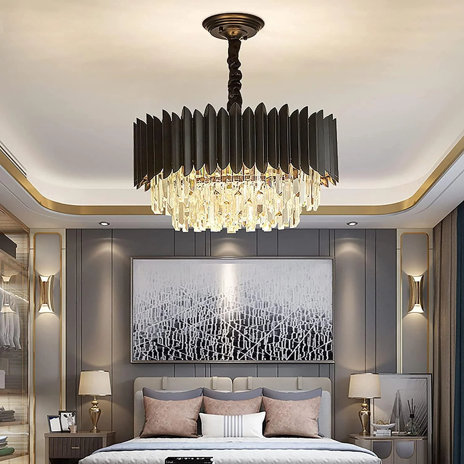Luxury Hotel Atmosphere Restaurant Light,For Living Room Bedroom Dining Room Lamps,E27 Nordic Postmodern Light Luxury Crystal Chandelier,American Modern Crystal,