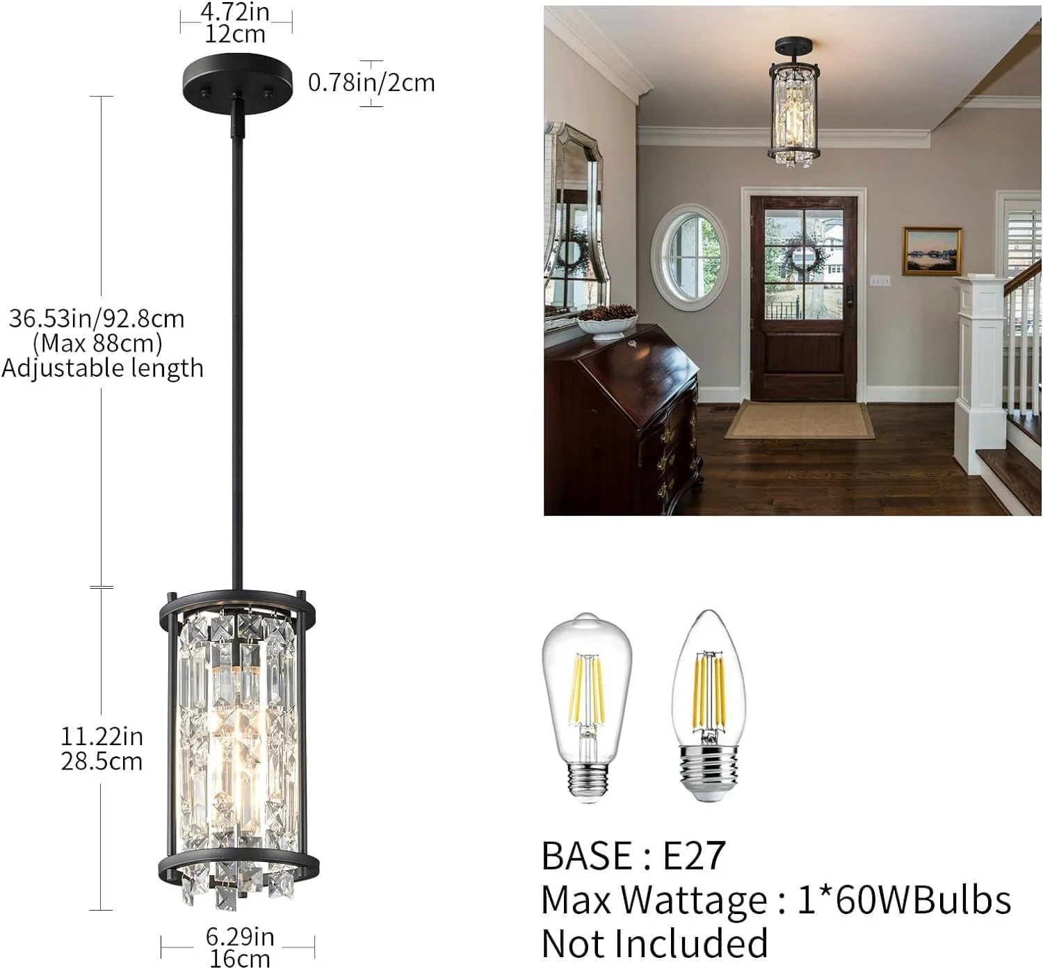 لوستر 4 شاخه مربع 30 سانتی متری، لوستر فلزی طلایی کریستالی به سبک صنعتی و مدرن مناسب برای آشپزخانه، جزیره، اتاق ناهارخوری، اتاق نشیمن