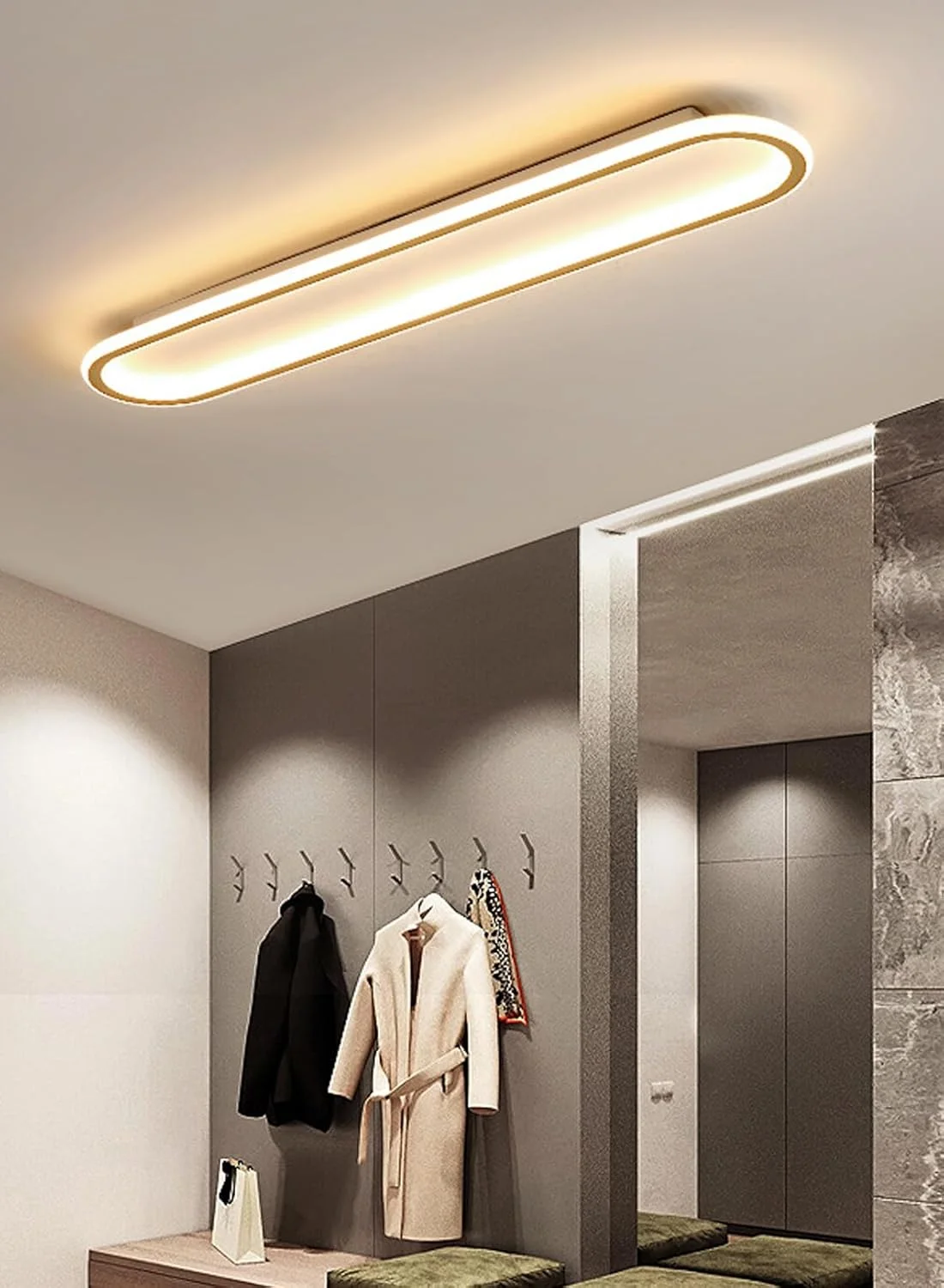 (100CM-سه رنگ دمای نور) چراغ سقفی LED مدرن ساده، چراغ راهرو، اتاق خواب، اتاق نشیمن، راهرو، بالکن خلاقانه، لوستر، 84 وات (مشکی 100) (100CM-سه رنگ دمای نور) چراغ سقفی LED مدرن ساده، چراغ راهرو، اتاق خواب، اتاق نشیمن، راهرو، بالکن خلاقانه، لوستر، 84 وات (مشکی 100)