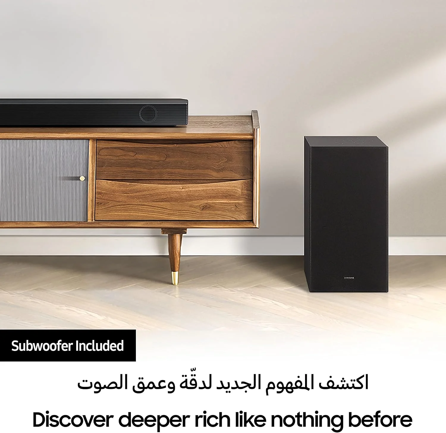 ساندبار سری B سامسونگ، B550، 2.1 کاناله، ساب ووفر، Dolby Audio/DTS Virtual:X، تقویت باس، Adaptive Sound Lite، HW-B550/ZN (نسخه امارات - 2022) ساندبار سری B سامسونگ، B550، 2.1 کاناله، ساب ووفر، Dolby Audio/DTS Virtual:X، تقویت باس، Adaptive Sound Lite، HW-B550/ZN (نسخه امارات - 2022)
