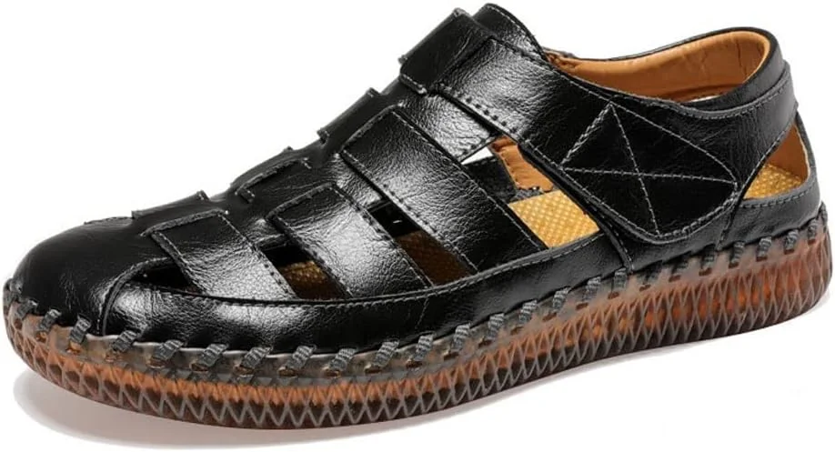 صندل مردانه چرمی WRFTTCRR، صندل مردانه مناسب فضای باز، صندل مردانه تابستانی تنفسی مدل رومی، صندل مردانه شیک و کلاسیک، دمپایی و کفش کتانی (رنگ: Hortel، سایز: 11)