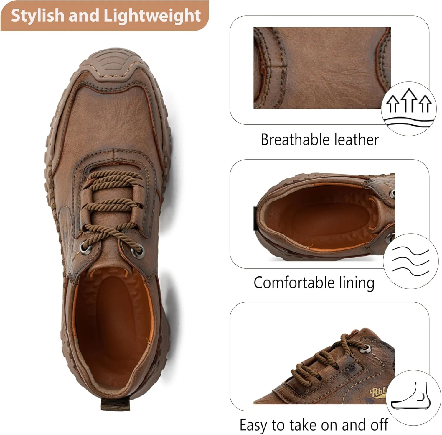 کفش‌های پیاده‌روی مردانه غیررسمی، سبک و راحت، بند دار، کتانی تخت ضد لغزش، کفش‌های رانندگی، مد روز و کلاسیک