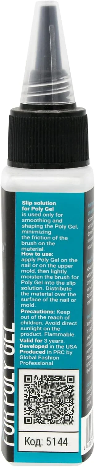 محلول لغزنده پلی ژل حرفه ای GLOBAL FASHION - مایع ضد چسبندگی شفاف، برس و ابزار، اکستنشن و فرم دهی ناخن پلی ژل DIY، لوازم مانیکور و طراحی ناخن 60 میلی لیتر