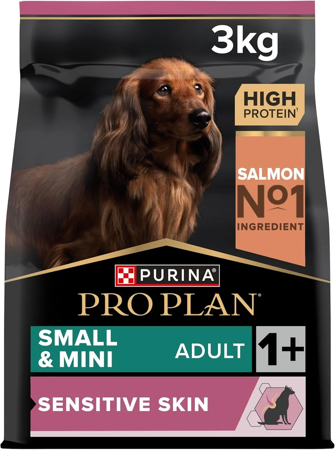 غذای خشک سگ بالغ نژاد کوچک و مینی با پوست حساس Purina Pro Plan، با طعم ماهی سالمون، 3 کیلوگرم
