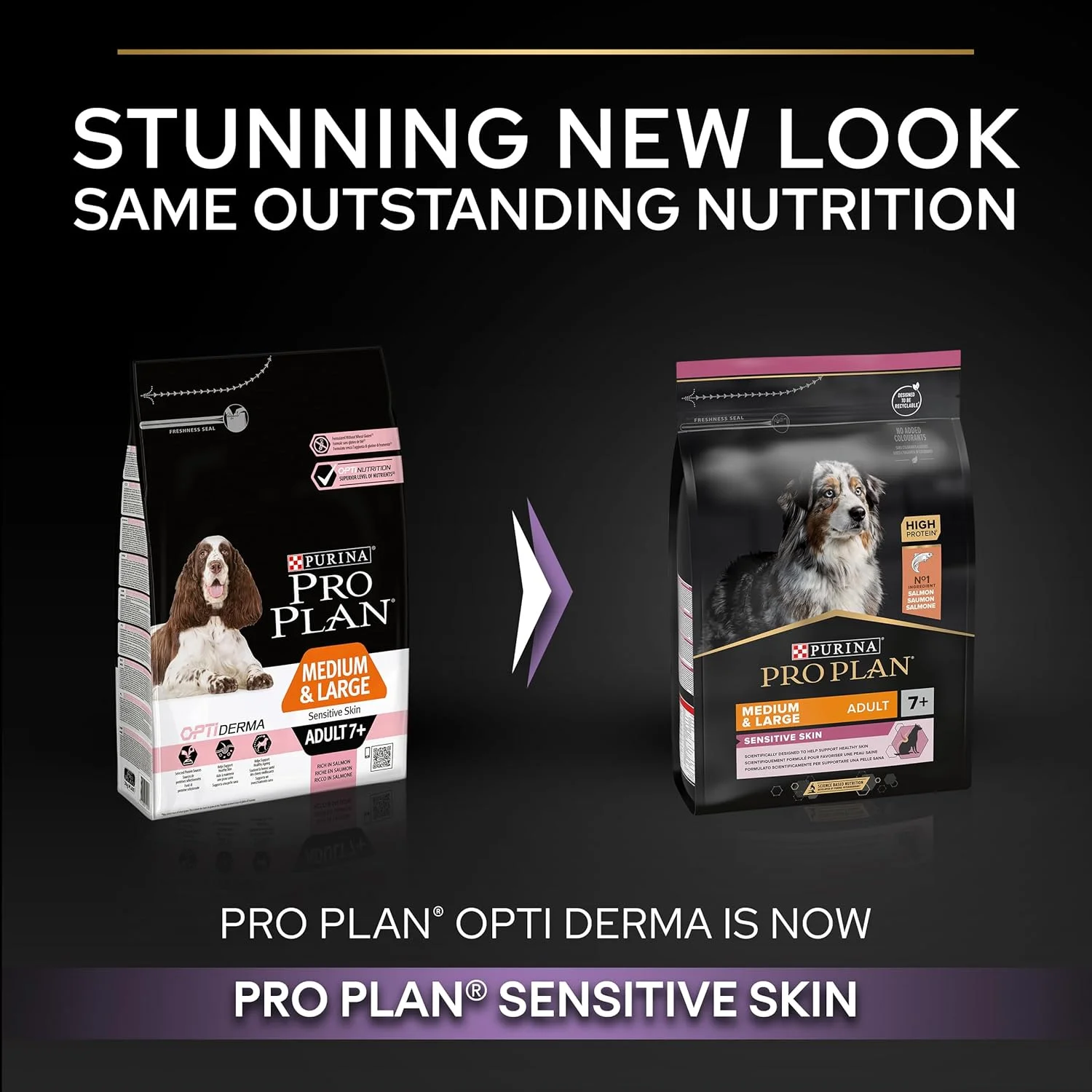 غذای خشک سگ با طعم سالمون، مناسب سگ های مسن بالای 7 سال با پوست حساس، نژاد متوسط و بزرگ، 3 کیلوگرم، پرو پلن