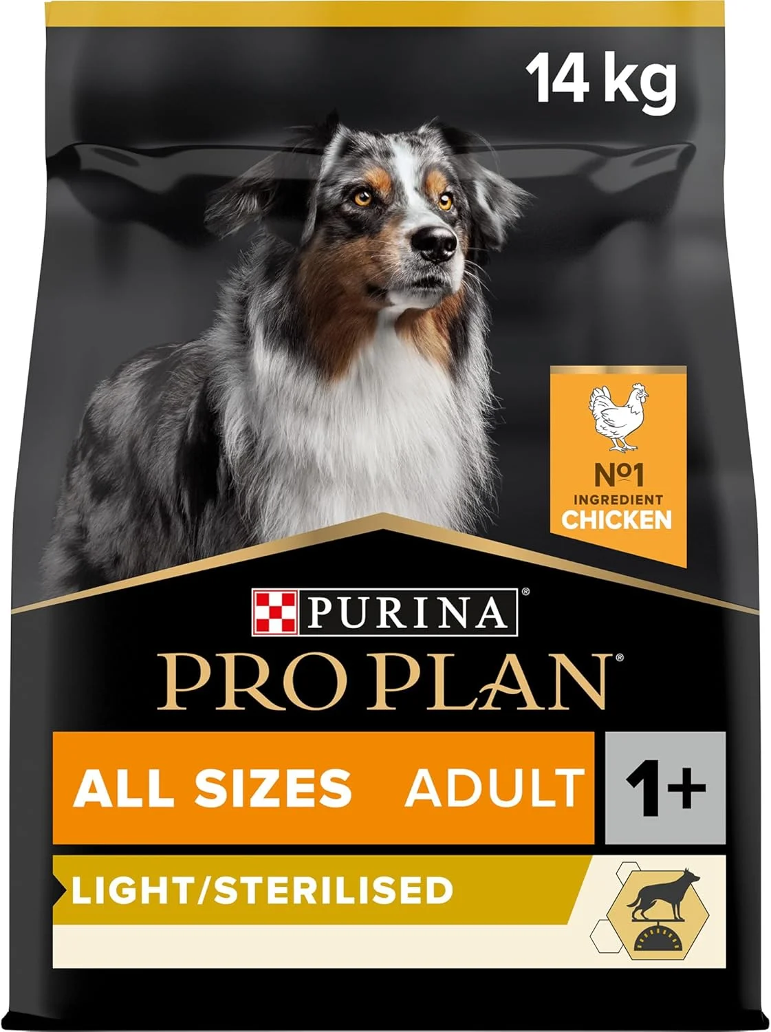 غذای خشک سگ بالغ نژاد بزرگ Purina Pro Plan Light/Sterilised با طعم مرغ و Optiweight - وزن ۱۴ کیلوگرم