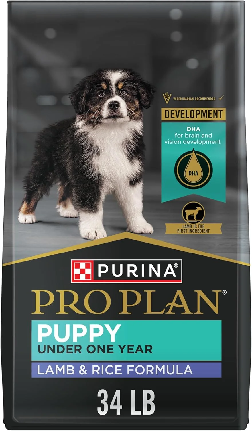 غذای خشک سگ بچه با پروتئین بالا Purina Pro Plan، فرمول بره و برنج DHA - کیسه 34 پوندی