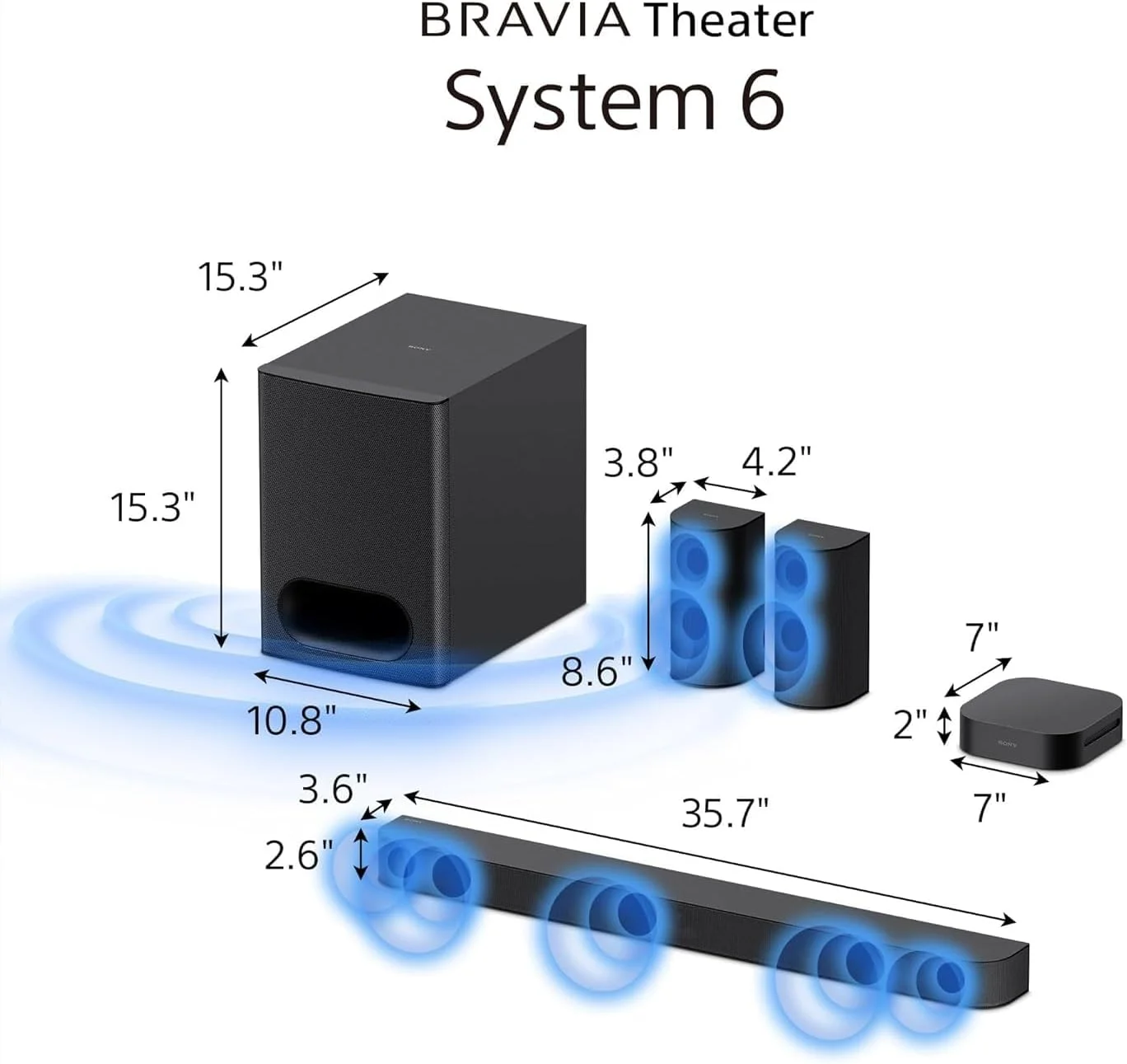 سیستم سینمای خانگی سونی BRAVIA Theater System 6 – سیستم صوتی 5.1 کاناله با Dolby Atmos و DTS:X، بلندگوهای بیسیم عقب و ساب ووفر، بلوتوث، اتصال BRAVIA (مدل HT-S60) سیستم سینمای خانگی سونی BRAVIA Theater System 6 – سیستم صوتی 5.1 کاناله با Dolby Atmos و DTS:X، بلندگوهای بیسیم عقب و ساب ووفر، بلوتوث، اتصال BRAVIA (مدل HT-S60)