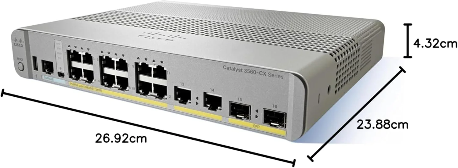 سوئیچ شبکه سیسکو مدل WS-C3560CX-8PC-S، مدیریتی، گیگابیتی اترنت (10/100/1000)، پاور اور اترنت (PoE)، سفید سوئیچ شبکه سیسکو مدل WS-C3560CX-8PC-S، مدیریتی، گیگابیتی اترنت (10/100/1000)، پاور اور اترنت (PoE)، سفید