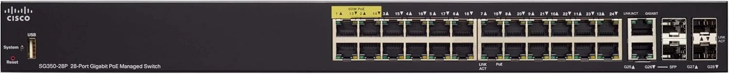 سوئیچ مدیریتی 28 پورت گیگابیتی POE سیسکو SG350-28P سوئیچ مدیریتی 28 پورت گیگابیتی POE سیسکو SG350-28P