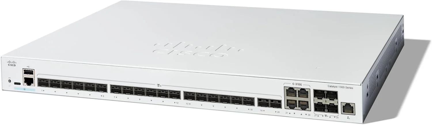 سوئیچ مدیریتی سیسکو کاتالیست 1300-24XS، دارای 20 پورت 10G SFP+، 4 پورت کمبو 10GE SFP+،
