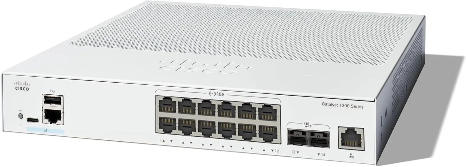 سوئیچ مدیریتی سیسکو Catalyst 1300-12XT-2X، دارای 12 پورت 10G مسی، 2x10GE SFP+ (C1300-12XT-2X)