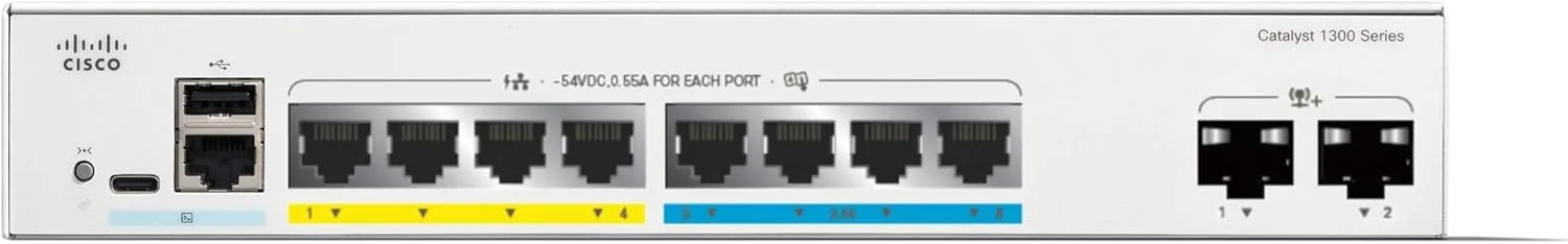 سوئیچ مدیریتی سیسکو Catalyst 1300-8MGP-2X، دارای 4 پورت GE، 4 پورت 2.5GE، PoE و 2 پورت 10GE SFP+ (C1300-8MGP-2X) سوئیچ مدیریتی سیسکو Catalyst 1300-8MGP-2X، دارای 4 پورت GE، 4 پورت 2.5GE، PoE و 2 پورت 10GE SFP+ (C1300-8MGP-2X)