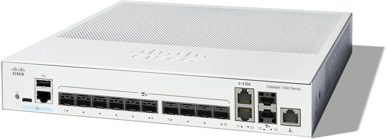 سوئیچ مدیریتی سیسکو کاتالیست 1300-12XS، دارای 10 پورت 10G SFP+، 2 پورت کمبو 10GE SFP+ (C1300-12XS)