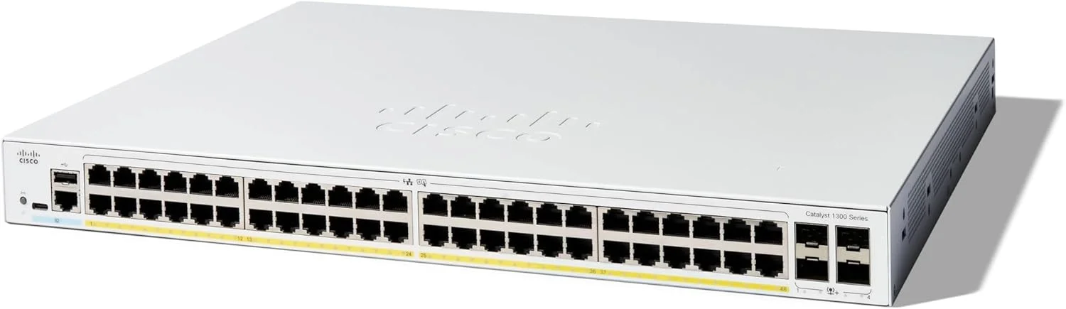 سوئیچ مدیریتی سیسکو Catalyst 1300-48FP-4X، دارای 48 پورت GE، PoE کامل، 4x10GE SFP+ (C1300-48FP-4X)