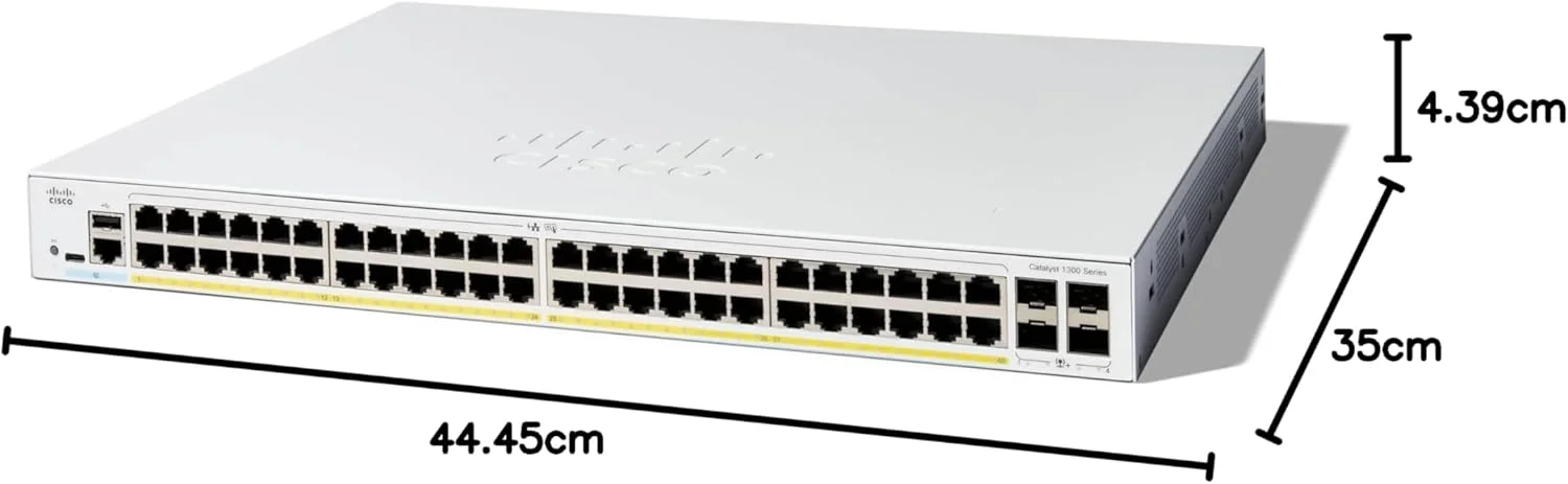 سوئیچ مدیریتی سیسکو Catalyst 1300-48FP-4X، دارای 48 پورت GE، PoE کامل، 4x10GE SFP+ (C1300-48FP-4X) سوئیچ مدیریتی سیسکو Catalyst 1300-48FP-4X، دارای 48 پورت GE، PoE کامل، 4x10GE SFP+ (C1300-48FP-4X)