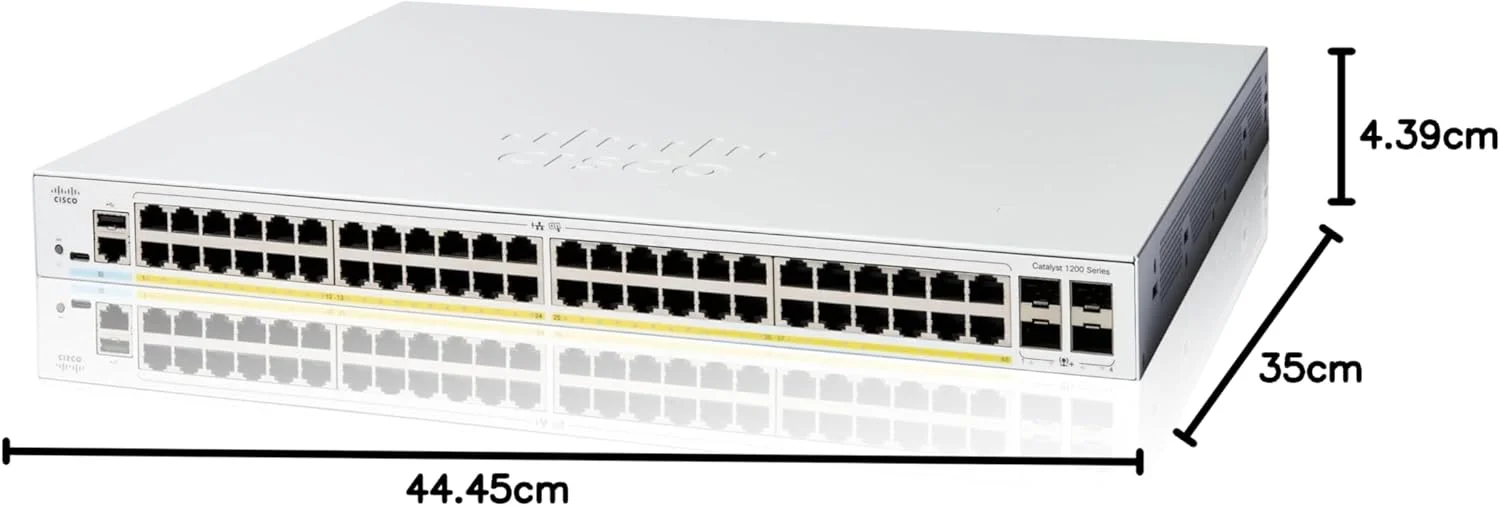 سوییچ هوشمند سیسکو کاتالیست 1200-48P-4G، دارای 48 پورت GE، PoE و 4 پورت 1GE SFP (C1200-48P-4G) سوییچ هوشمند سیسکو کاتالیست 1200-48P-4G، دارای 48 پورت GE، PoE و 4 پورت 1GE SFP (C1200-48P-4G)