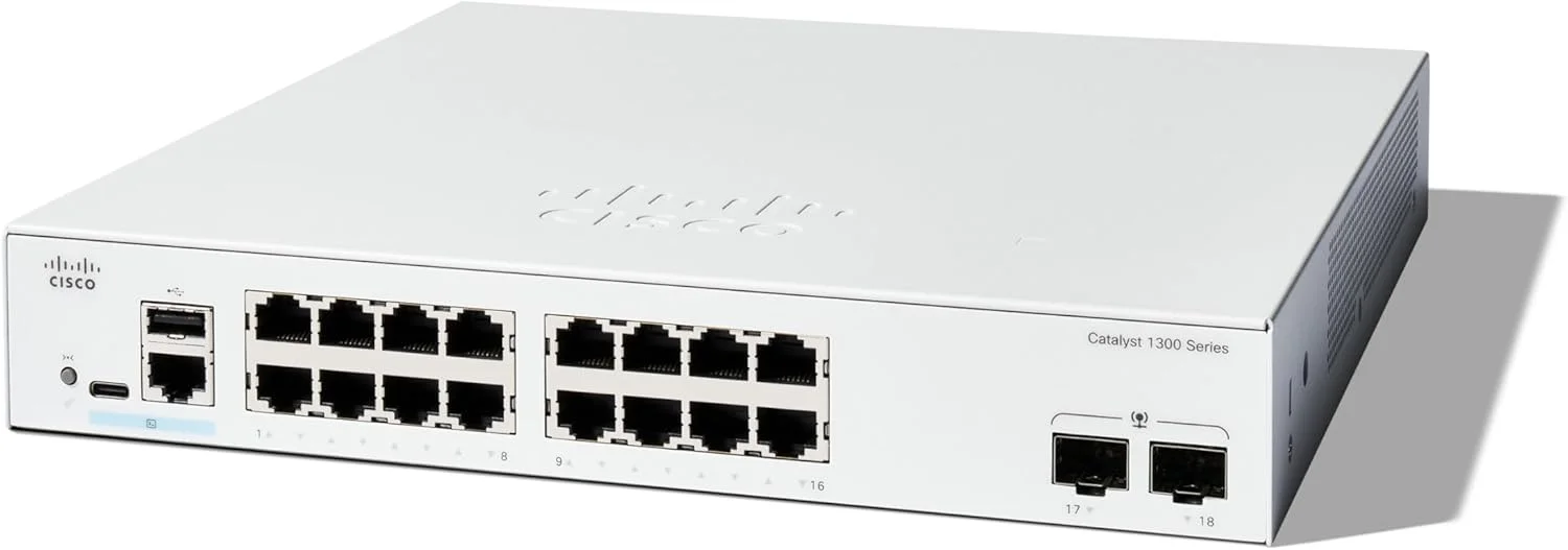 سوئیچ مدیریتی سیسکو Catalyst 1300-16T-2G، دارای 16 پورت GE، 2 پورت SFP 1GE (C1300-16T-2G)