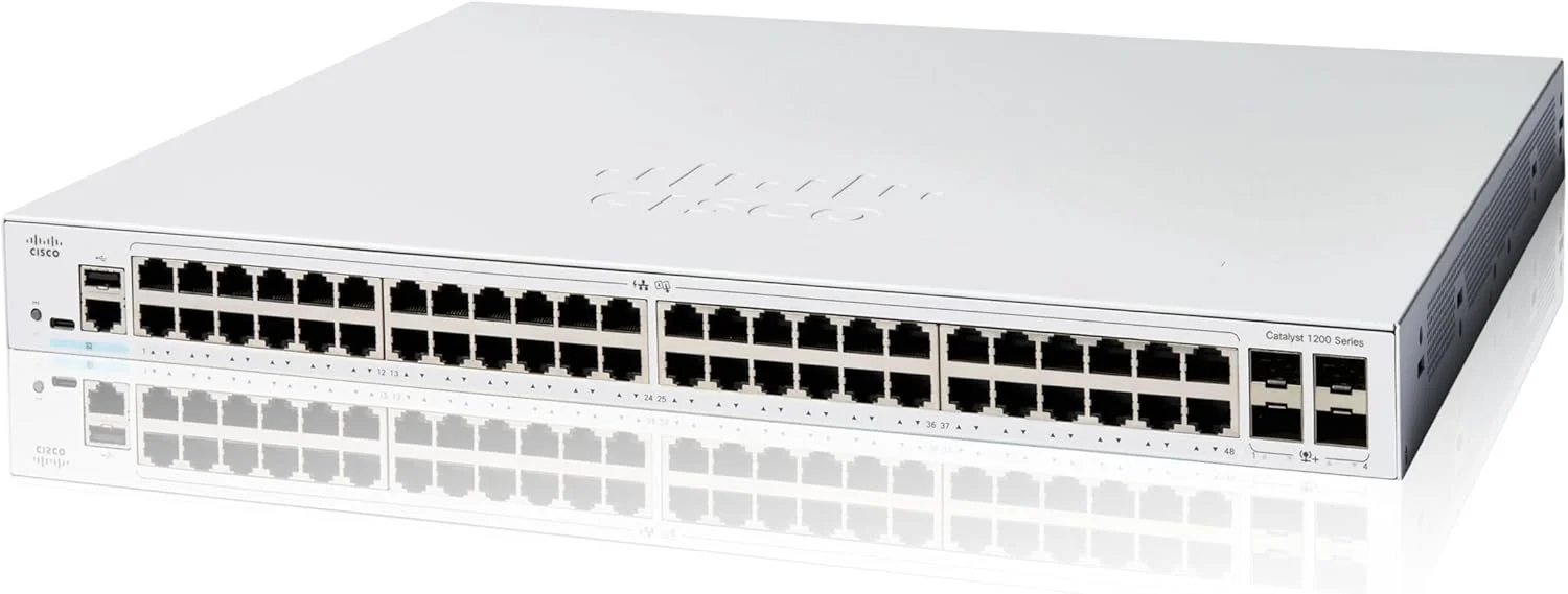 سوئیچ هوشمند سیسکو کاتالیست 1200-48T-4G، دارای 48 پورت GE و 4 پورت SFP 1GE (C1200-48T-4G)