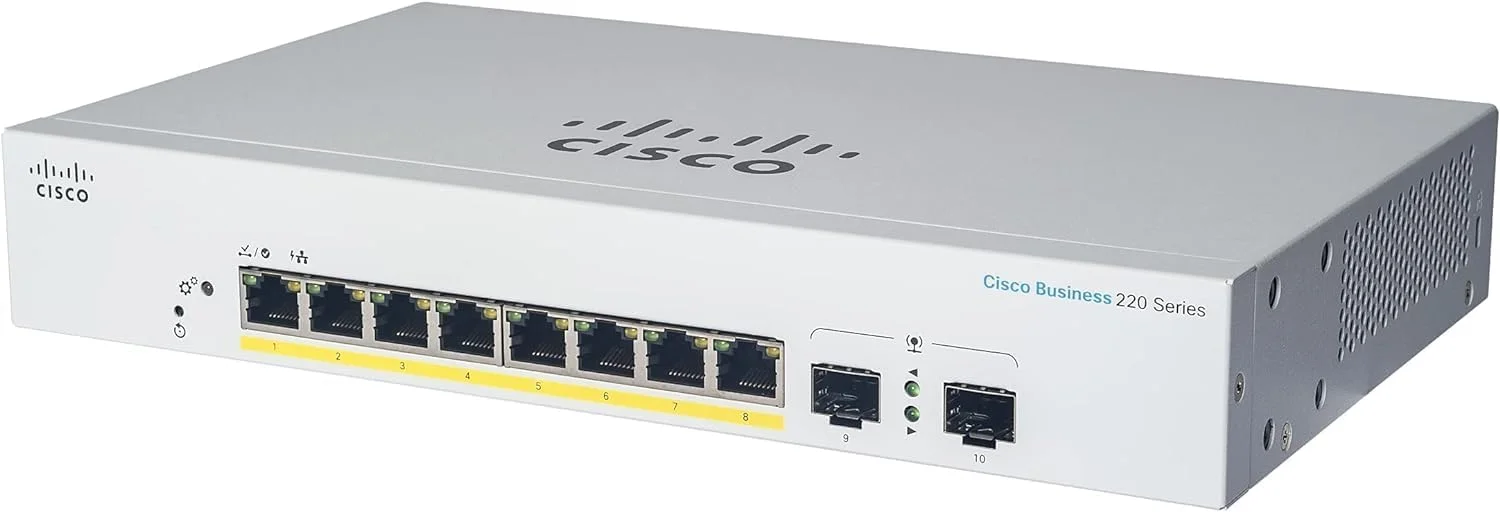 سوئیچ هوشمند سیسکو مدل CBS220-8T-E-2G | دارای 8 پورت GE | دارای 2 پورت SFP با سرعت 1G